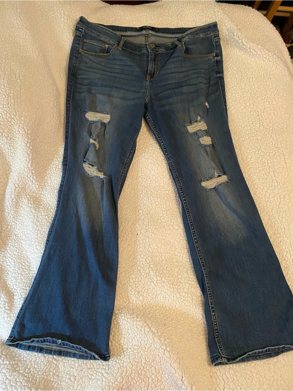 Hollister Blue Distressed Flare Jeans